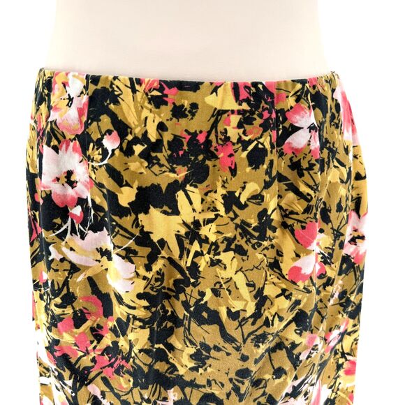 J. Jill Pencil Skirt 6 PETITE Bold Floral Abstract Print Cotton Stretch Side Zip - Picture 14 of 16